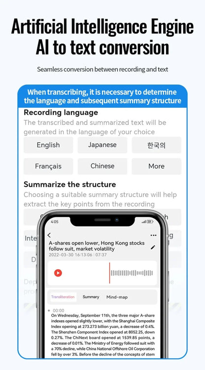 8-128GB Magnetic AI Voice Recorder ChatGPT Intelligent Translation