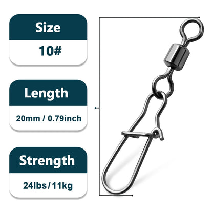 Duo-Lock Snap Swivels 50~200Pcs Fishing Swivel Snap