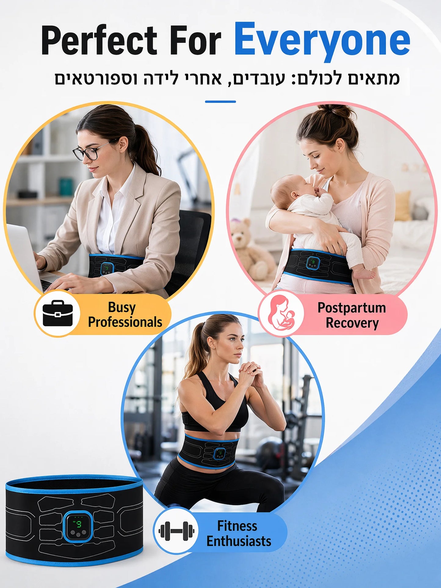 Smart EMS Abdominal Muscle Trainer Belt No Gel Needed