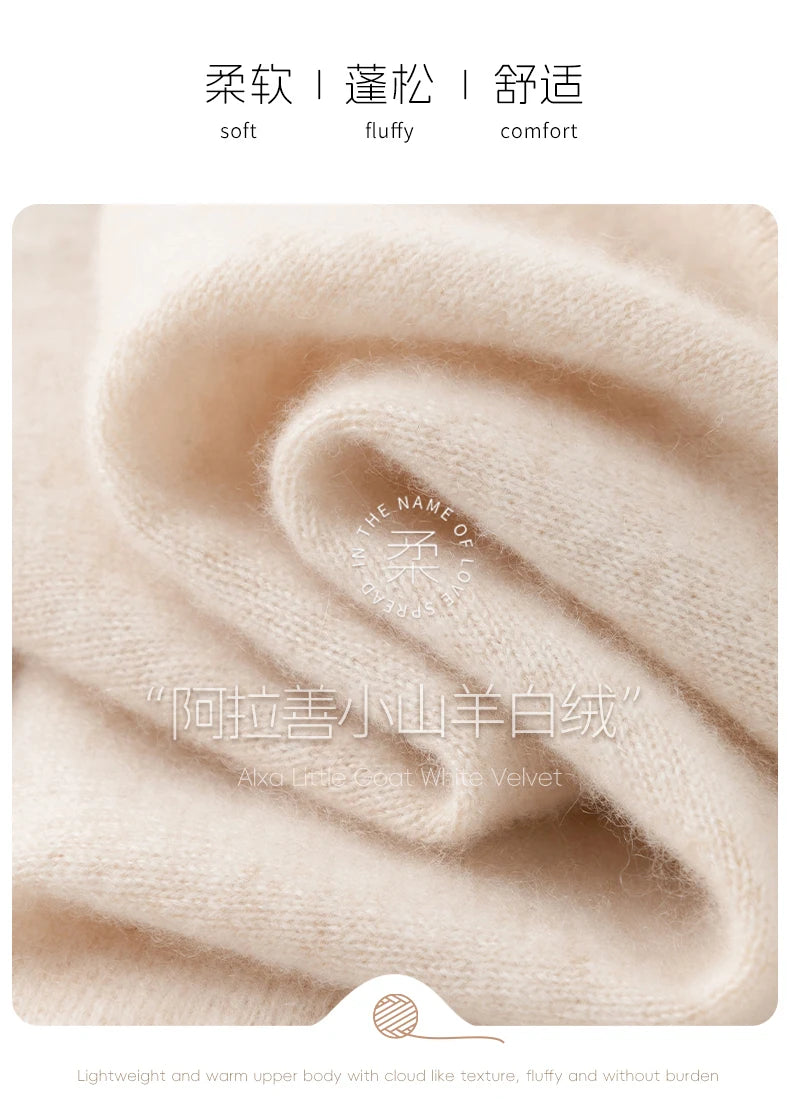 100% Pure Goat Cashmere Knitted Pullovers O-Neck
