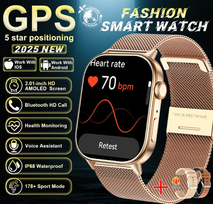 New For Android iOS Outdoor GPS Smart Watch Men 2.01" HD AMOLED
