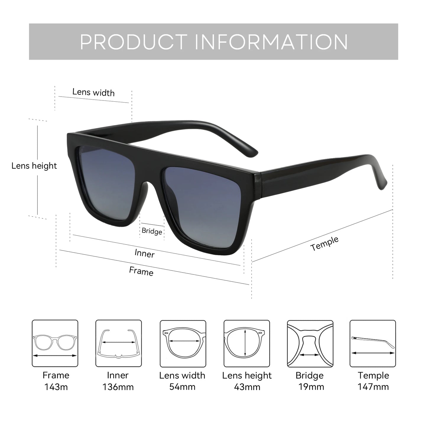 Retro Square Polarized Sunglasses Women Men Acetate