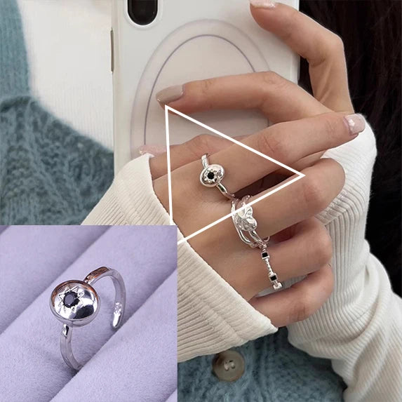 VENTFILLE 925 Sterling Silver Finger Rings Hollow Chain
