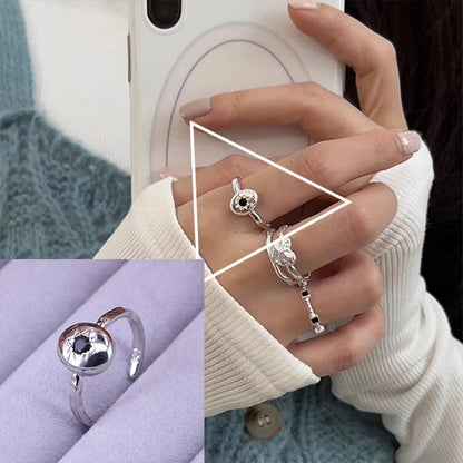 VENTFILLE 925 Sterling Silver Finger Rings Hollow Chain