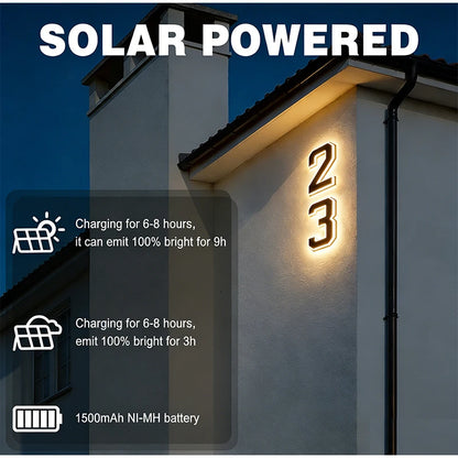 LED Solar House Number Light Waterproof Address Plate