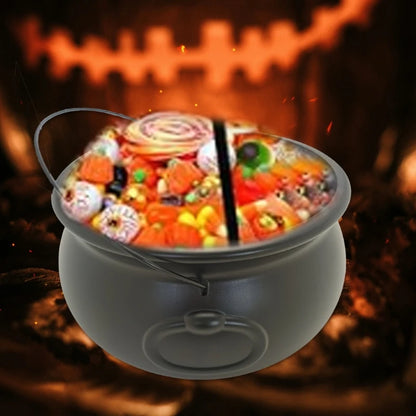 Black Cauldron Kettle Bucket Witches Sweets Candy Bowl for Halloween