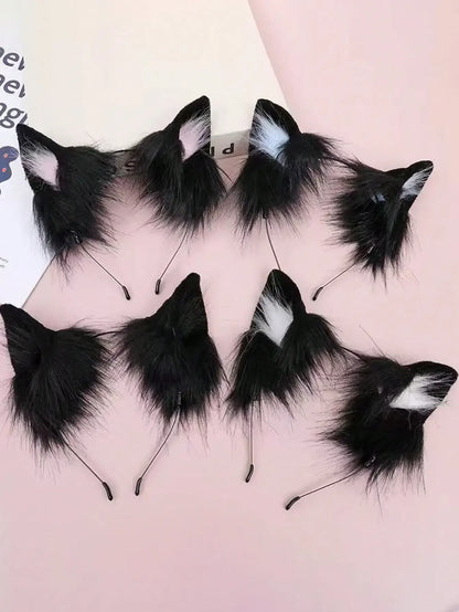 Pink Cat Ear Headband Plush Material Cute Kawaii