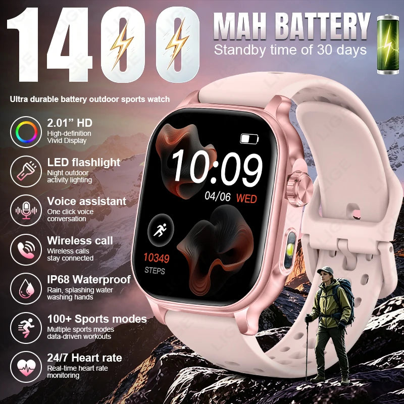 LIGE New Built-in 1400mAh Super Large Battery Smart Watch