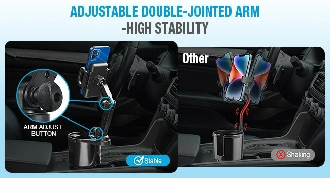 2-in-1 Cup Holder Phone Mount – 360° Rotatable Long Arm Expander