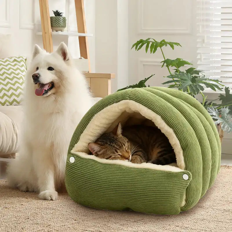 Winter Thermal Plush Cat Bed Winter Warm Enclosed