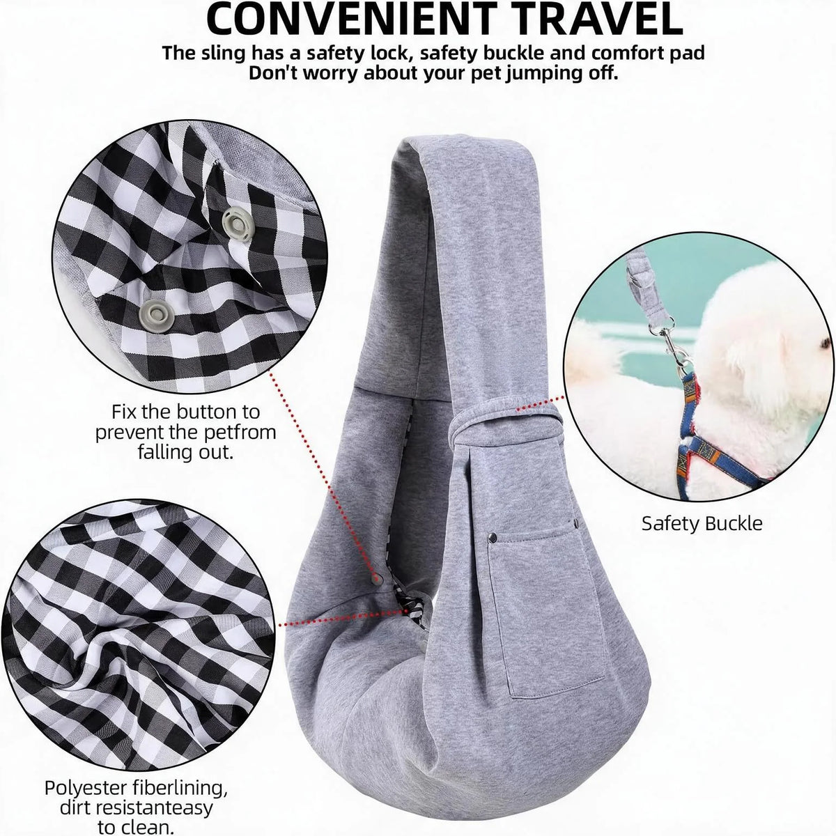Cotton Comfortable Dog Bag Pet Out Crossbody Shoulder Bag