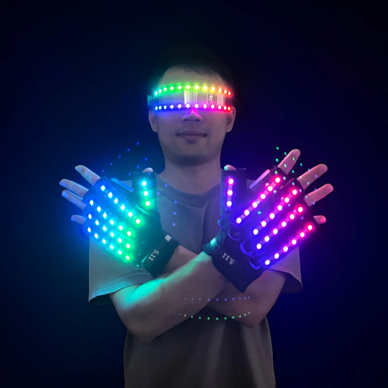 1set Luminous Glowing Glasses and Gloves Remote Control