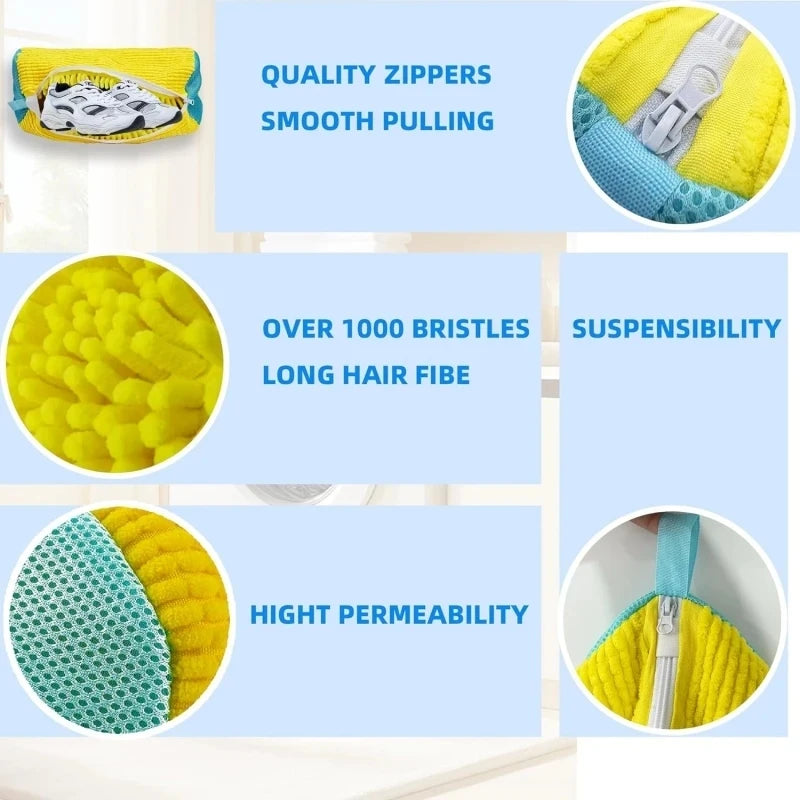 Shoe Washing Machine Bag with Liquid Shoe Brush Set