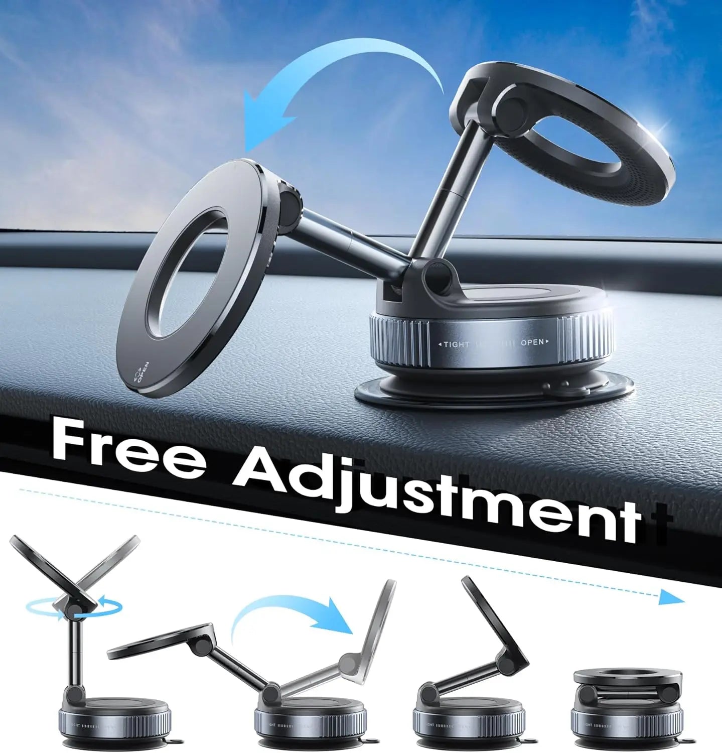 Strong Magnetic Car Phone Holder Foldable 360° Adjustable