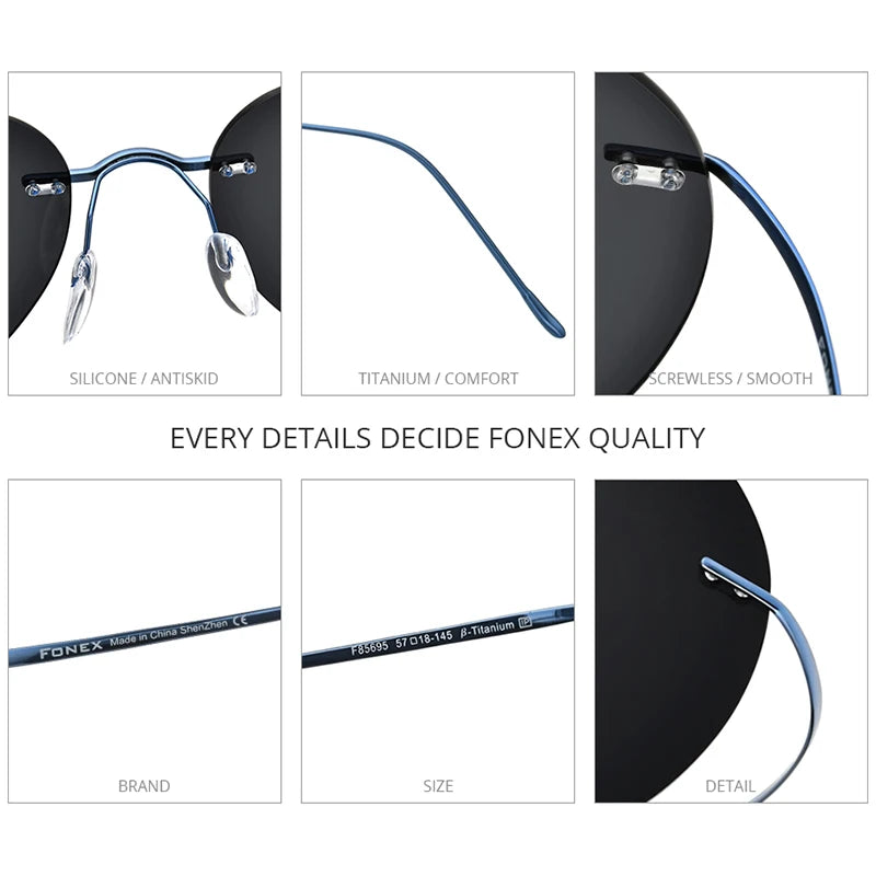 Titanium Rimless Sunglasses Men Ultralight Frameless