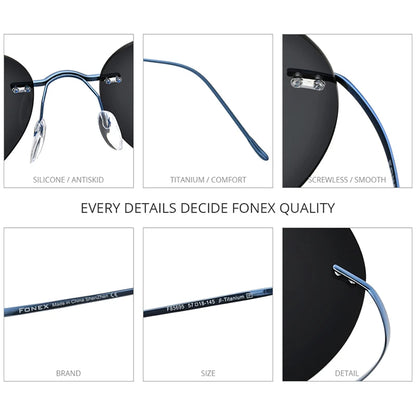 Titanium Rimless Sunglasses Men Ultralight Frameless