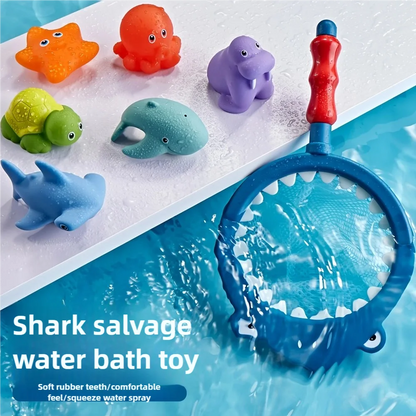 Baby Bath Toys Turtle Squirt Water Net Fishing Shark