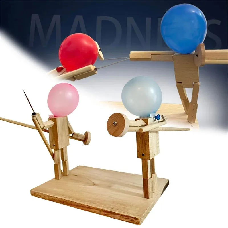Balloon Bamboo Man Battle Handmade Wooden Fencing Puppet