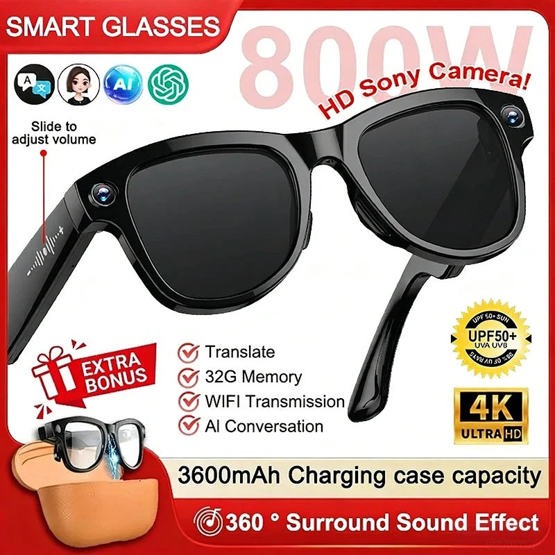 AI Smart Glasses M02 Ultra 1080P HD Camera ChatGPT