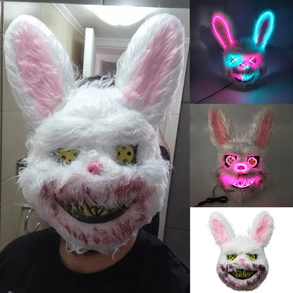 LED Bloody Rabbit Mask Glowing Killer Black Bear Mask Halloween