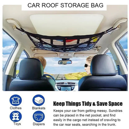 Car Ceiling Storage Net Pocket Auto Stowing Tidying