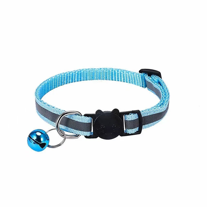 Cartoon Cat Head Reflective Pet Collar Colorful Bell