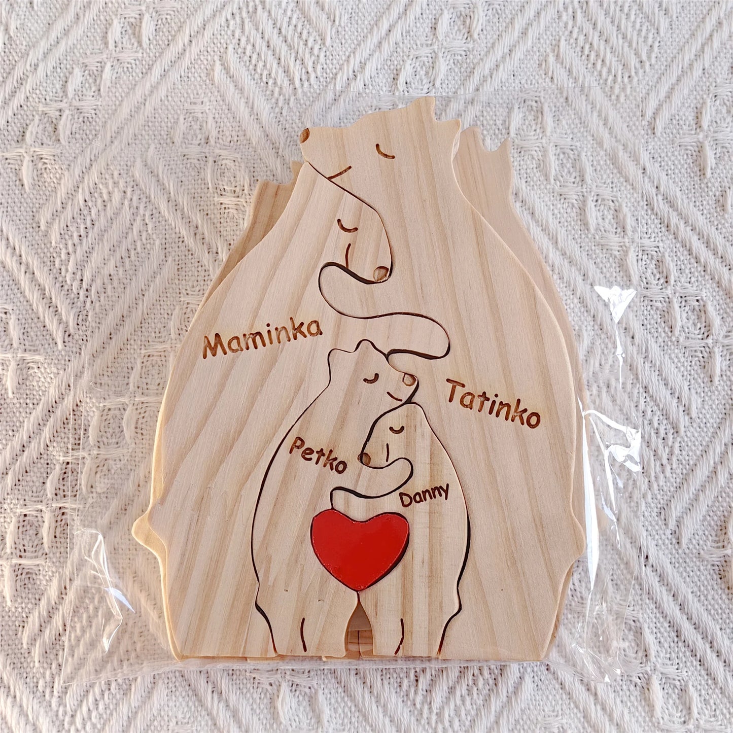 Art Wooden Bear Family Puzzle Personalized Name Custom