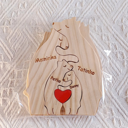 Art Wooden Bear Family Puzzle Personalized Name Custom
