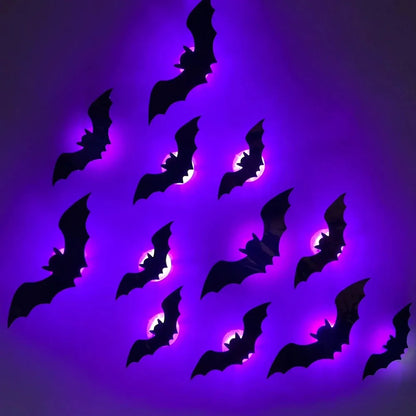 Halloween Bat/Spider Decor Night Light 3D Purple/Green Lights