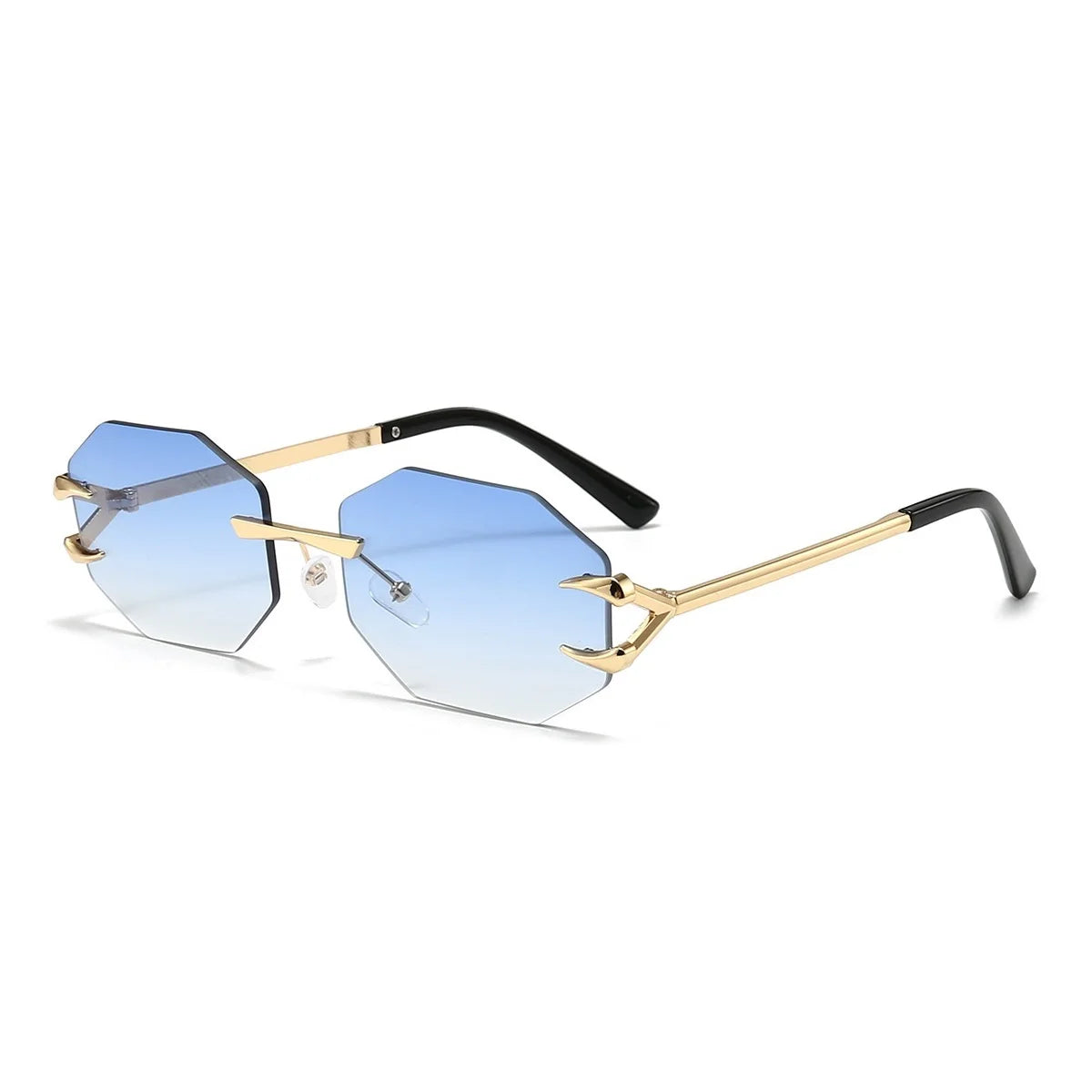 Rimless Hexagon Sunglasses Retro Irregular Square