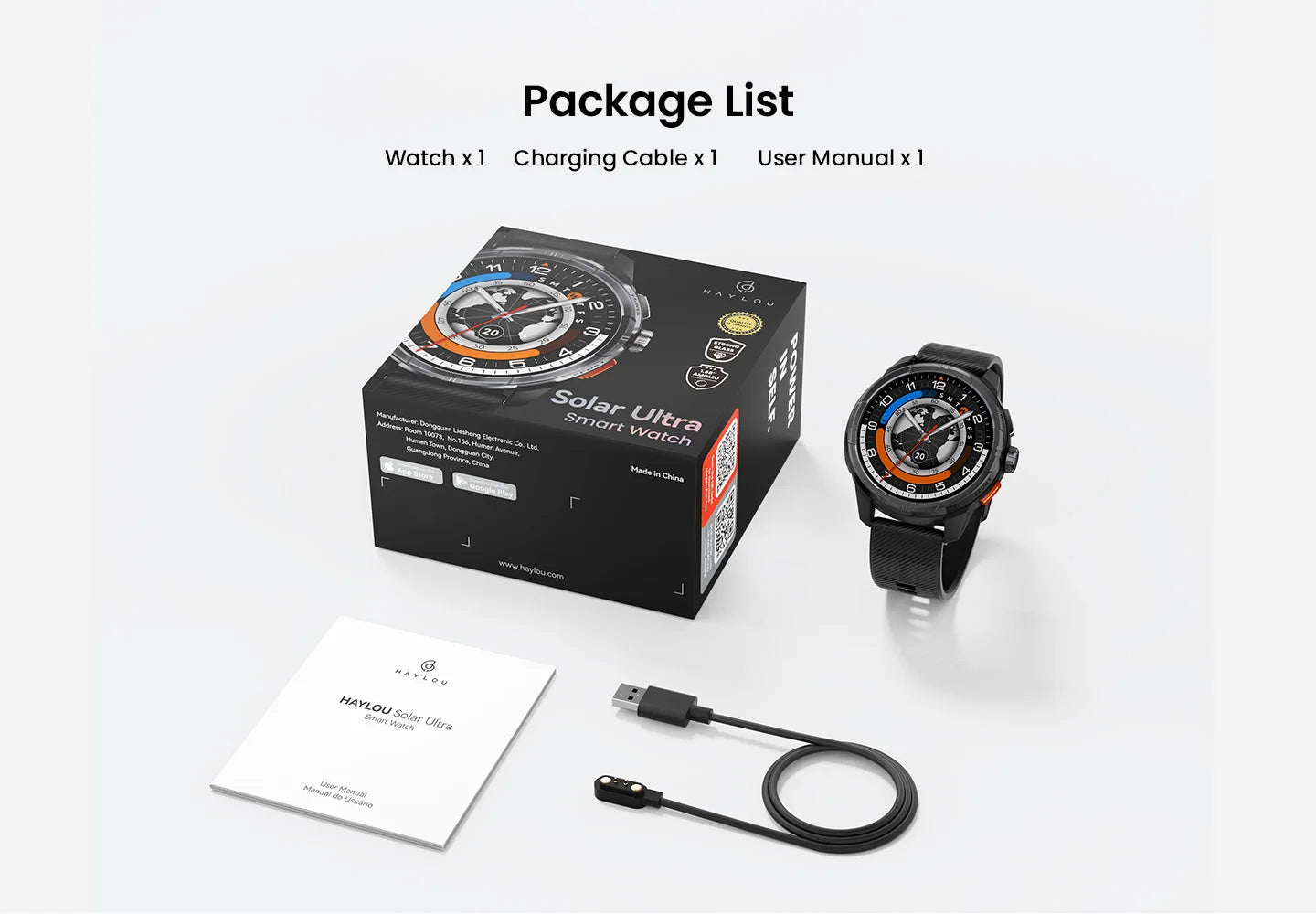 HAYLOU Solar Ultra GPS Smartwatch 1.6” AMOLED Display