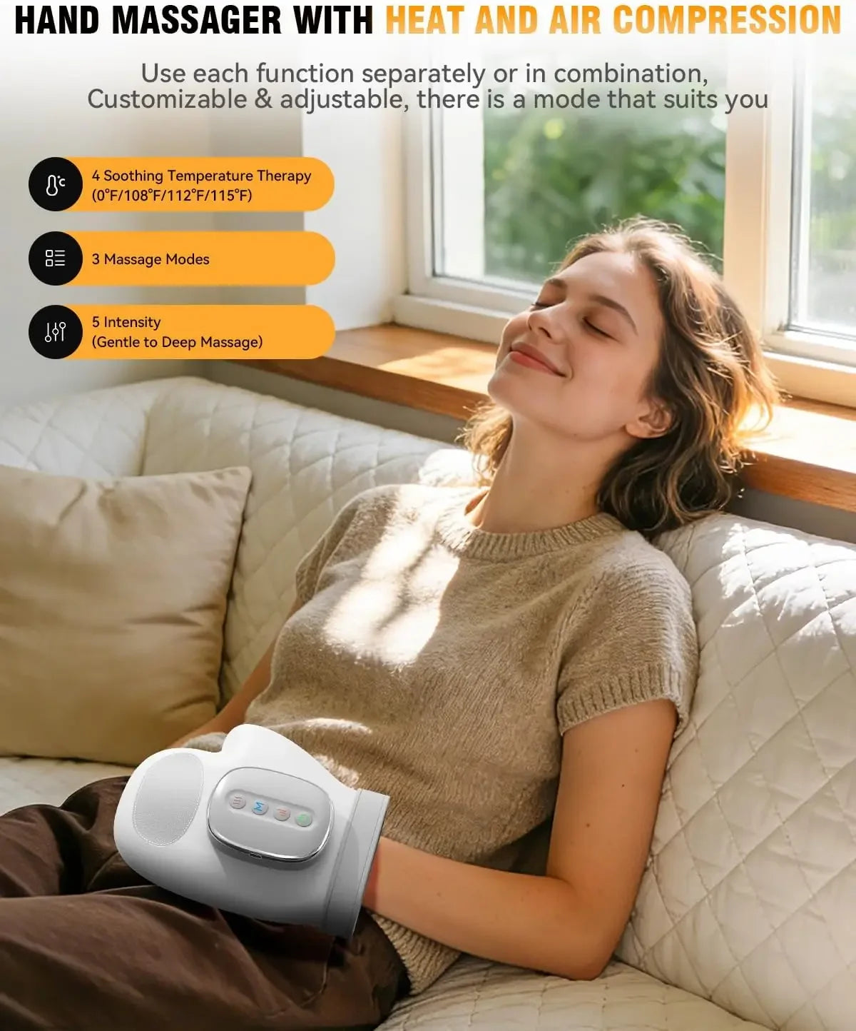 Hand Massager With Airbag Compression Finger Wrist Palm