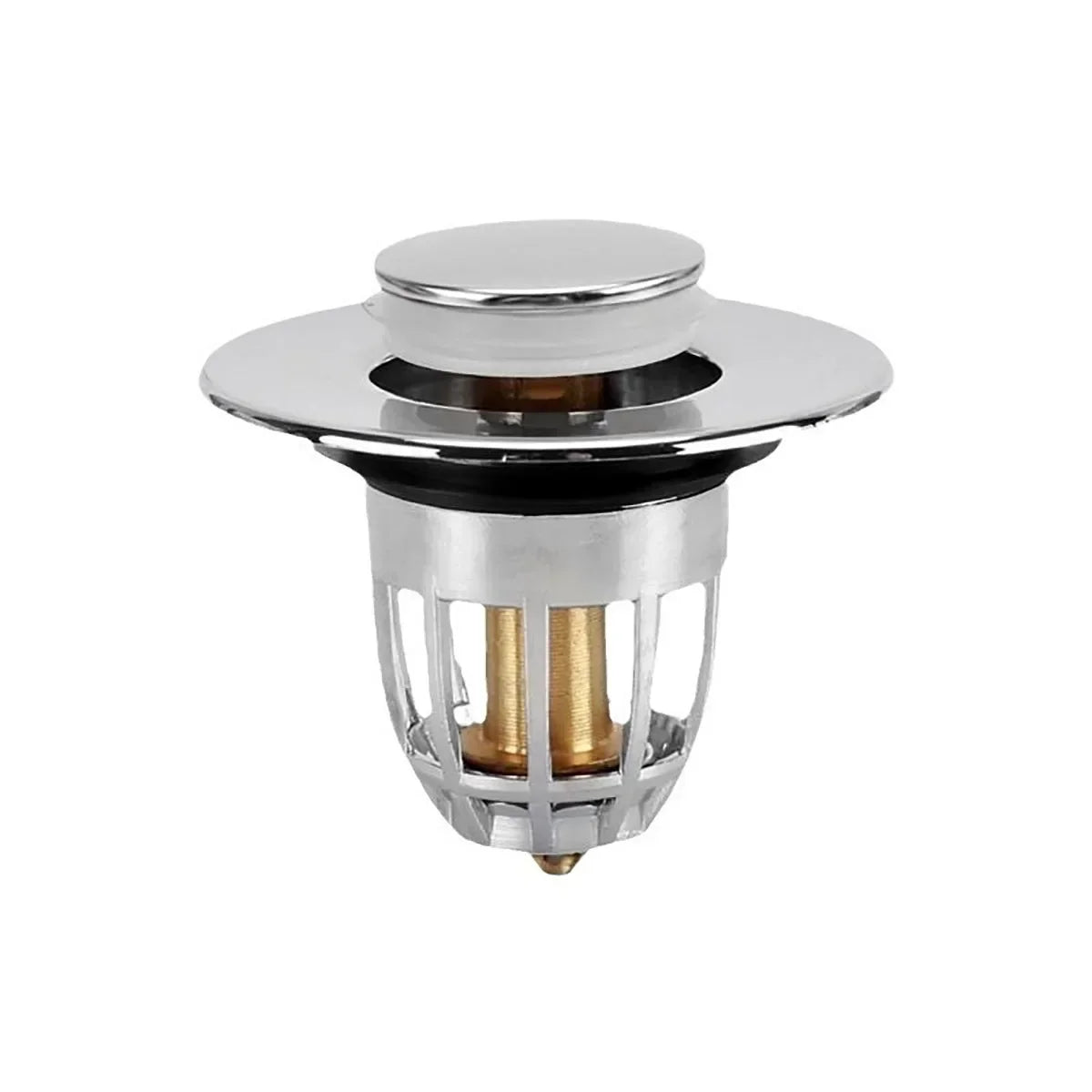 Rebound drain plug filter basin pop-up chrome sink