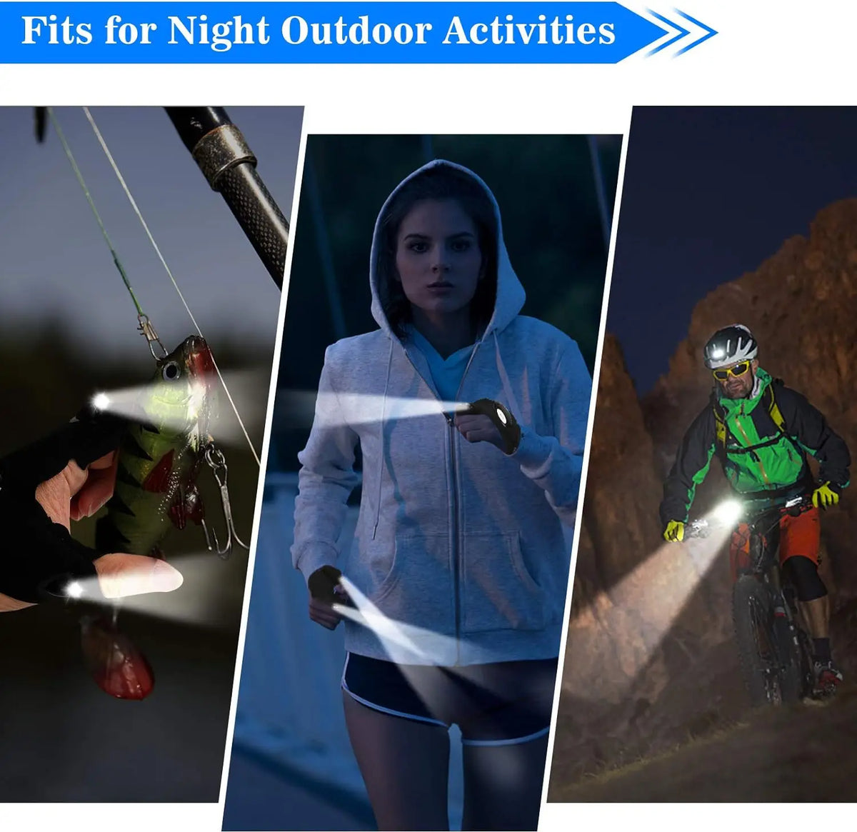 LED Half Finger Glove for Men Women Outdoor