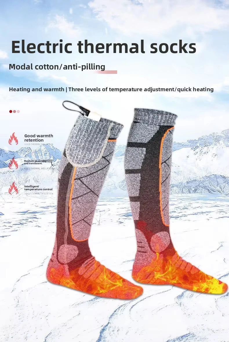USB Rechargeable Electric Heated Socks 3 Heating Modes