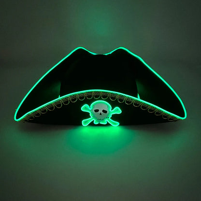 Halloween LED Black Pirate Hat For Adult Pirate Theme Party