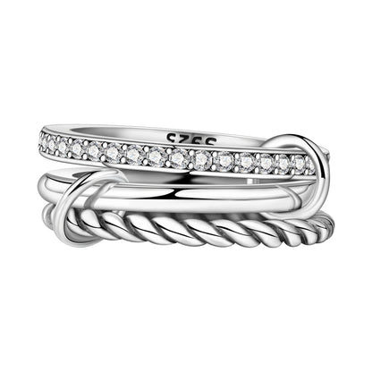925 Sterling Silver Three-Ring Stackable Ring for Women