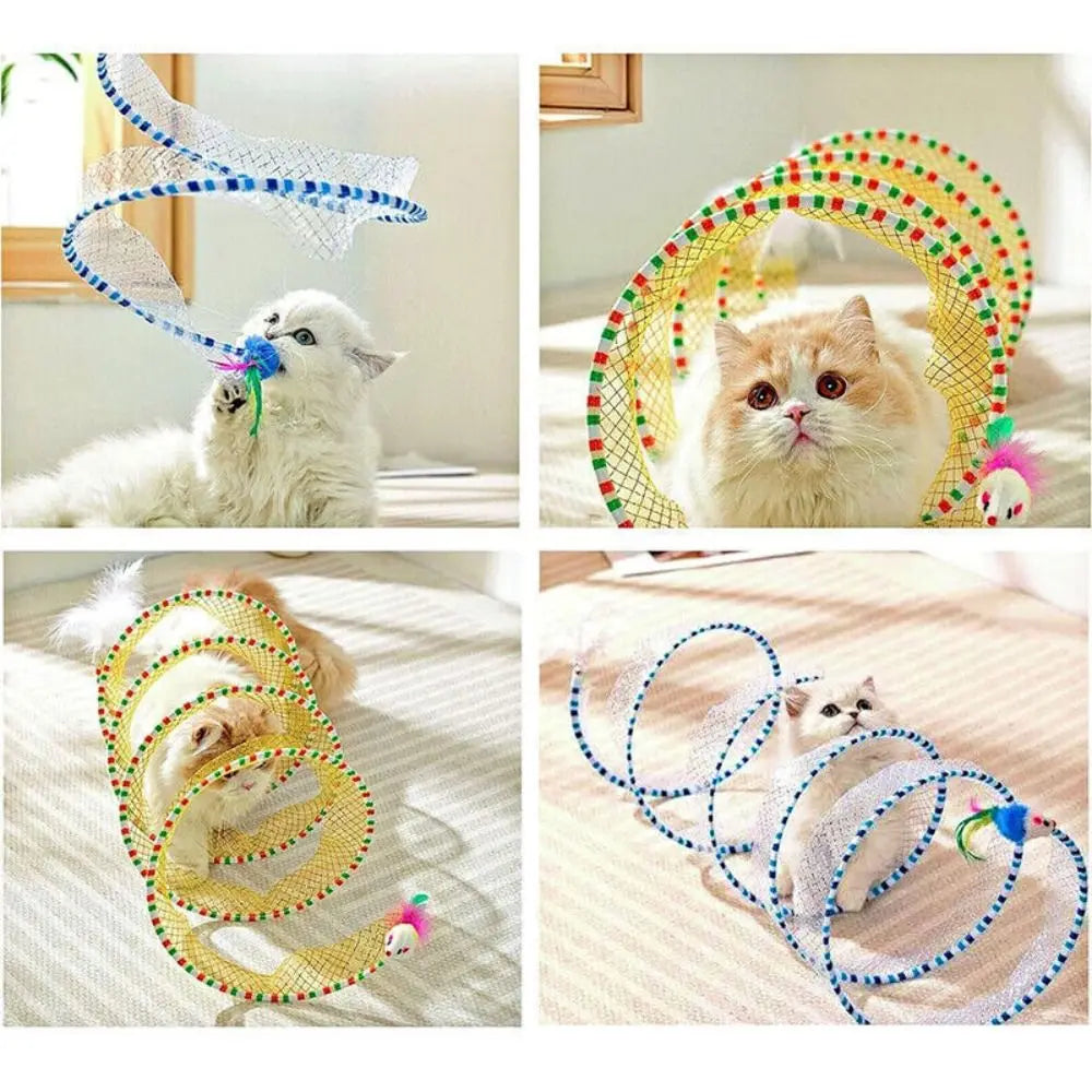 Creative Foldable Cat Coil Tunnel Toys Stretchable