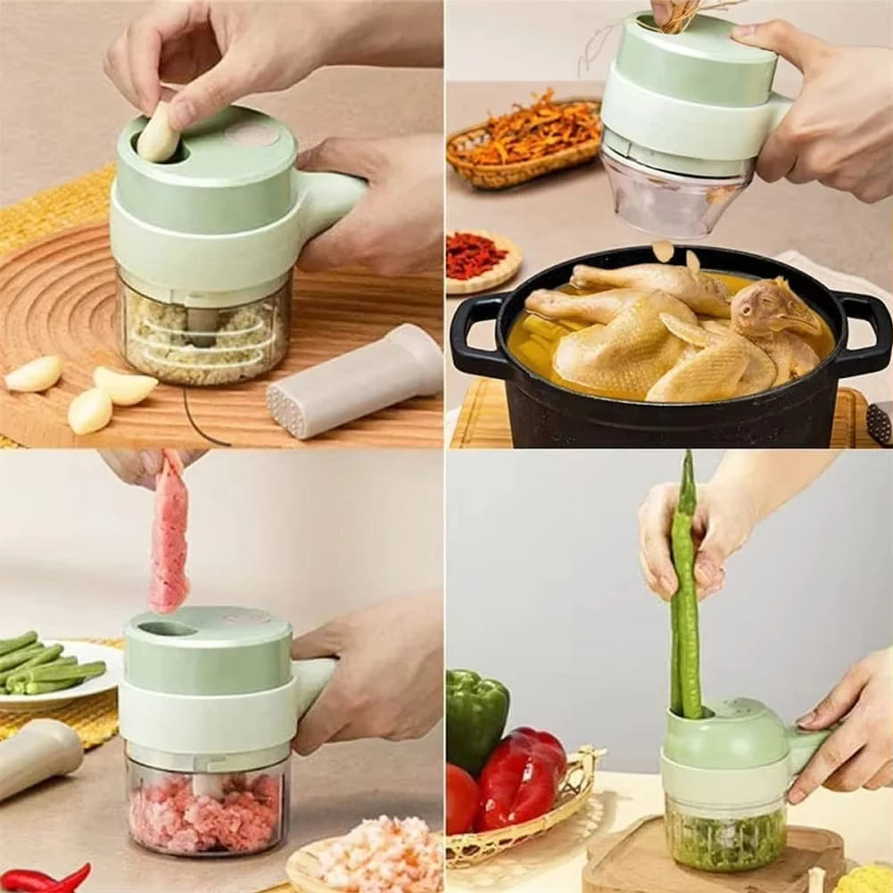 Electric Vegetable Cutter Set - 4 in 1 Portable