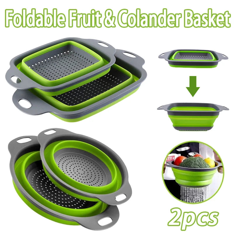 Silicone Folding Drainer Basket Portable Kitchen Strainer