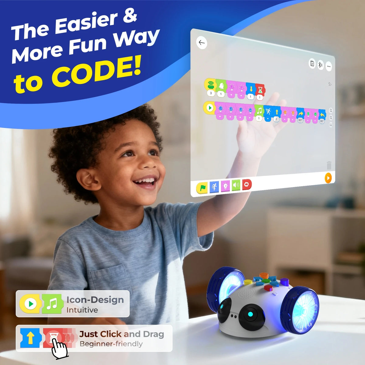 Apitor Mini Robot Wheels Coding Robot Toys Screen