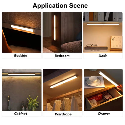 Motion Sensor LED Bar Light USB Type C Rechargeable Induction