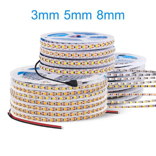 3MM 5MM 8MM Width DC 5V LED Strip 2835 120LEDs