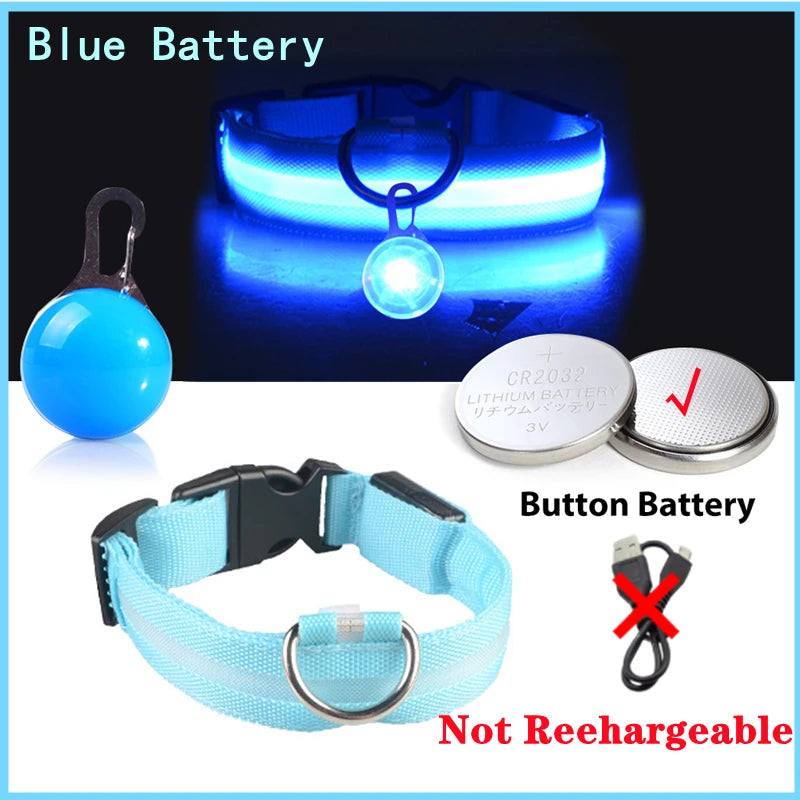 Usb Charging Glowing Dog Collar With Pendant Detachable