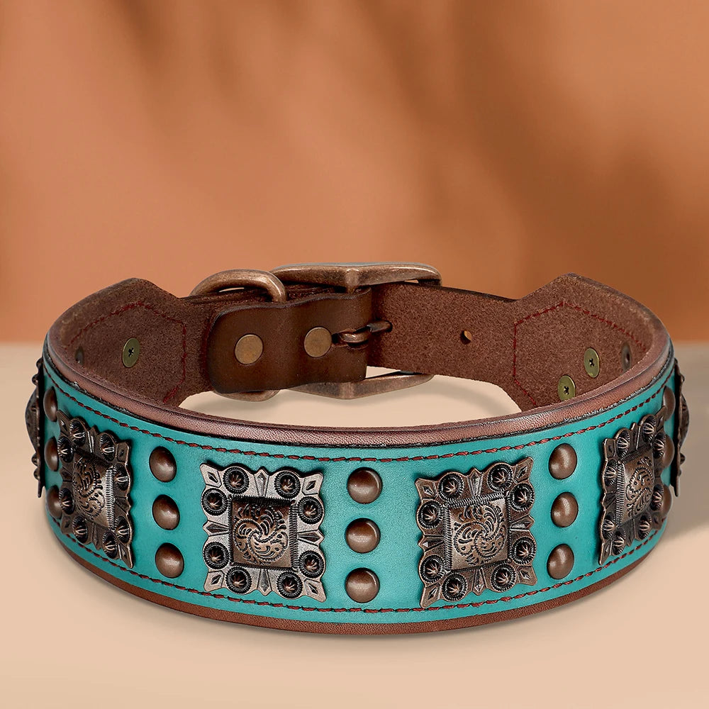 Genuine Leather Dog Collar 2inch Wide Dog Collars