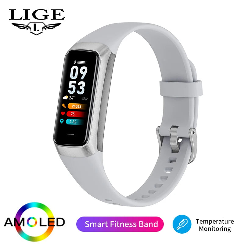 LIGE Amoled Smart Watch Smartwatch Band Women Heart Rate