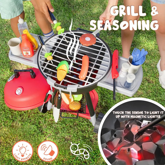 Kitchen Toy Set BBQ Play Grill, Cooking Toy Set for Kids
