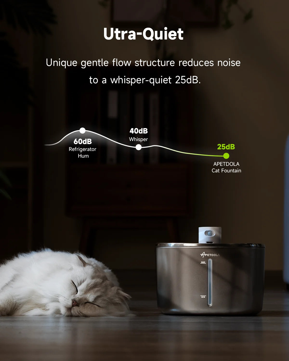 APETDOLA 4L Wireless Cat Water Fountain Auto Sensor Drinking
