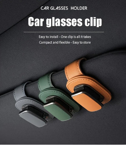 PU Leather Car Sun Visor Eyewear Holder