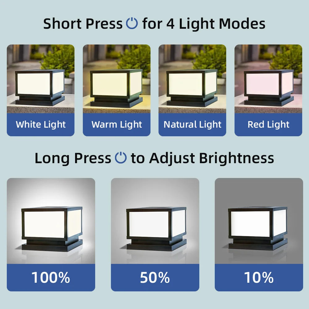 Outdoor Lighting Pillar Lights Remote Control Solar Chapiter Lamp